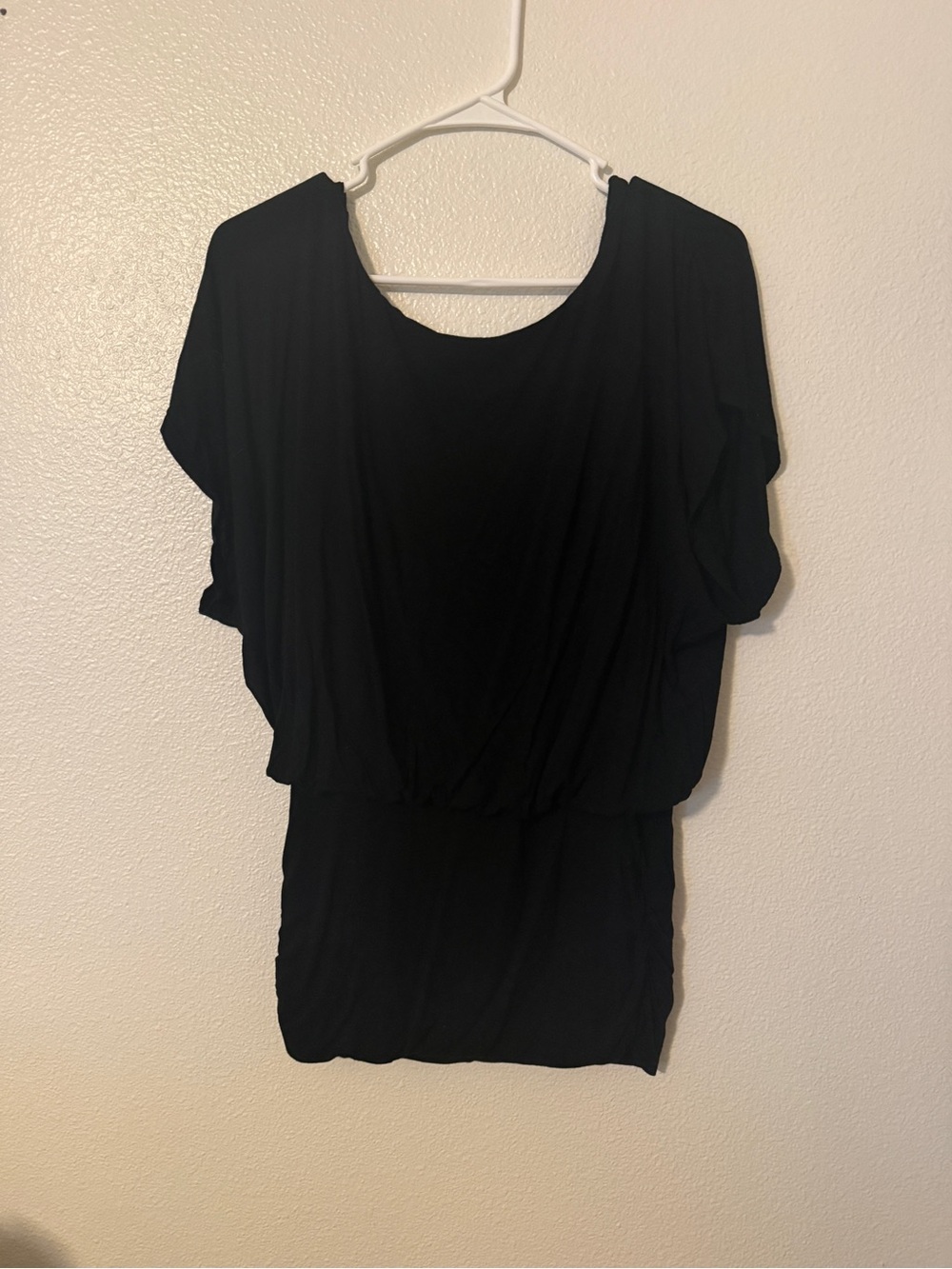 White House Black Market Black Draped Blouson Tunic